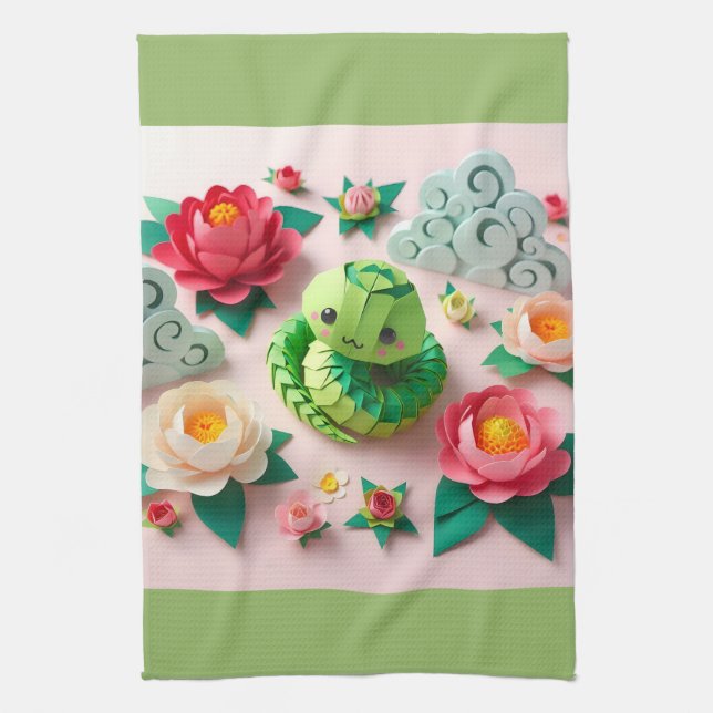 Cute Chinese New Year Snake 2025 KT1 Kökshandduk (Vertikal)