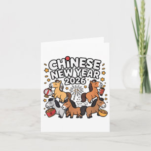 Cute Chinese New Years 2026 Horse Zodiac Lunar New Kort