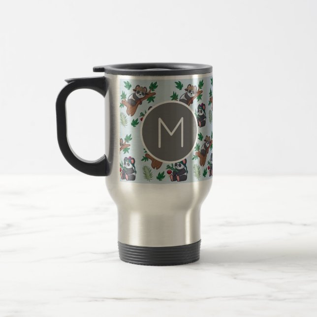 Cute Chinese Pandas Pattern Monogram Resemugg (Vänster)