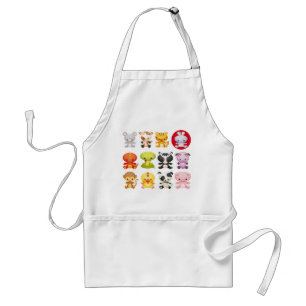 Cute Chinese Zodiac Tecknad Animals Apron Förkläde