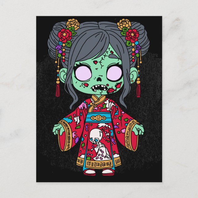 Cute Chinese Zombie Vykort (Framsida)