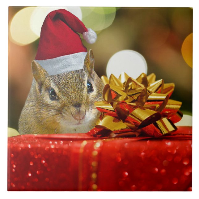 Cute Chipmunk God jul Kakelplatta (Framsidan)
