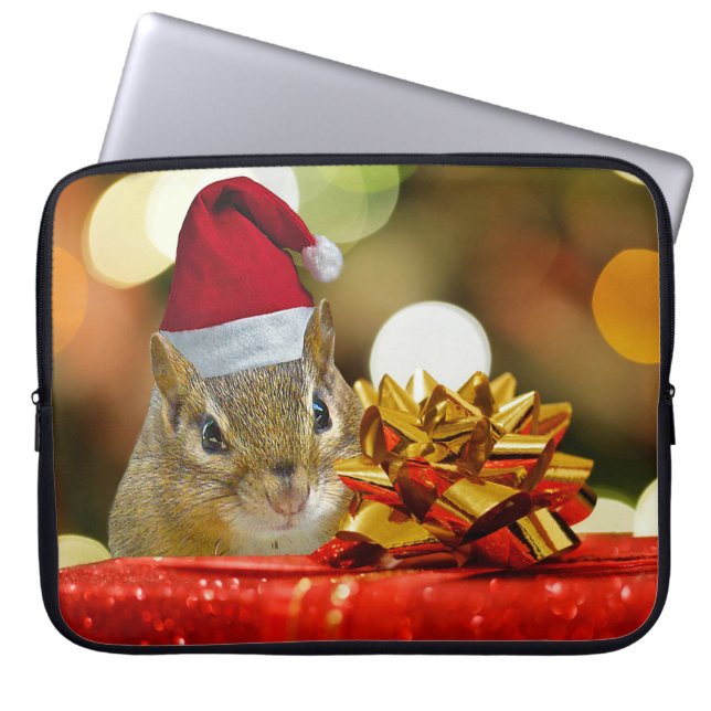 Cute Chipmunk God jul Laptop Sleeve (Framsidan)