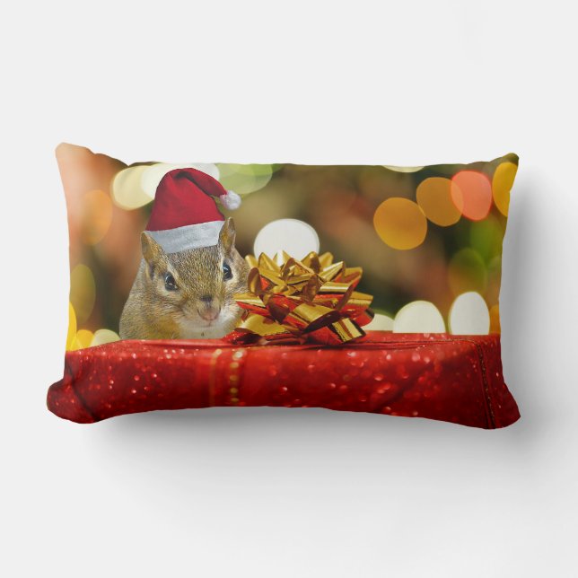 Cute Chipmunk God jul Lumbarkudde (Framsida)