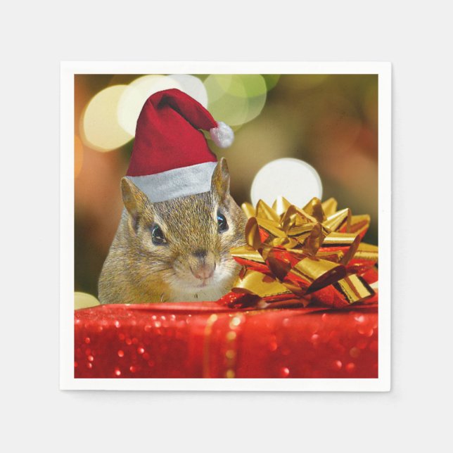 Cute Chipmunk God jul Pappersservett (Framsidan)