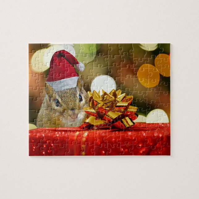 Cute Chipmunk God jul Pussel (Horisontell)