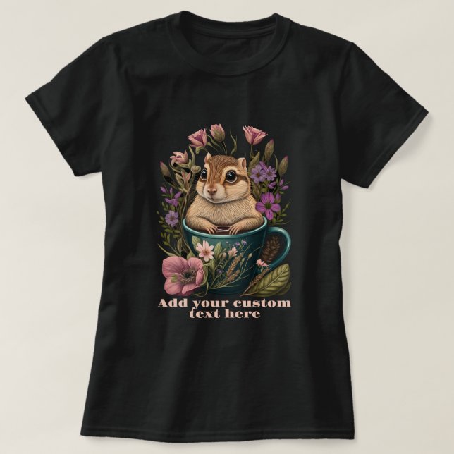 Cute Chipmunk i en kopp-vildblomma, Chipmunk Älska T Shirt (Design framsida)