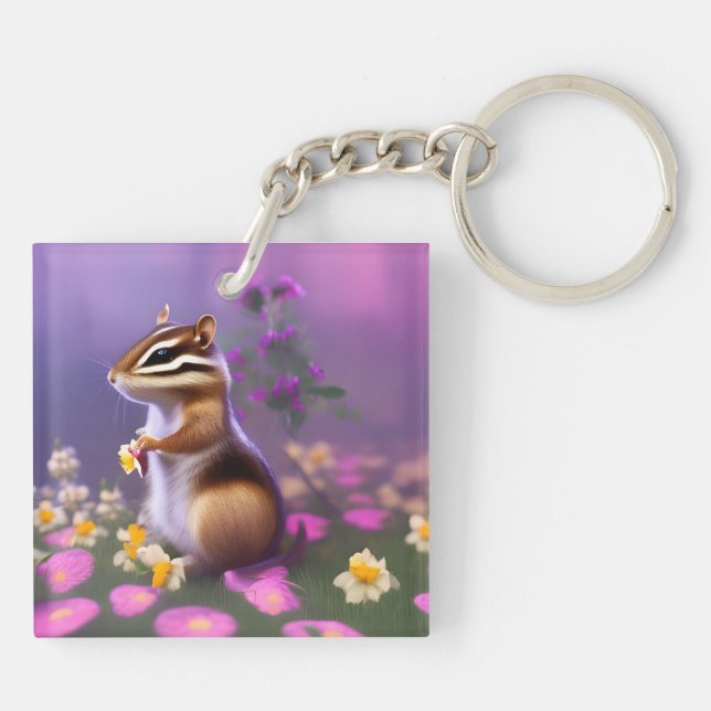 Cute Chipmunk in Flowers (Baksidan)