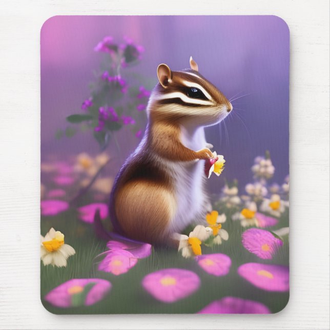 Cute Chipmunk in Flowers Musmatta (Framsidan)