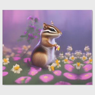 Cute Chipmunk in Flowers Presentpapper