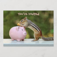 Cute Chipmunk med finansen Piggy Bank Bild