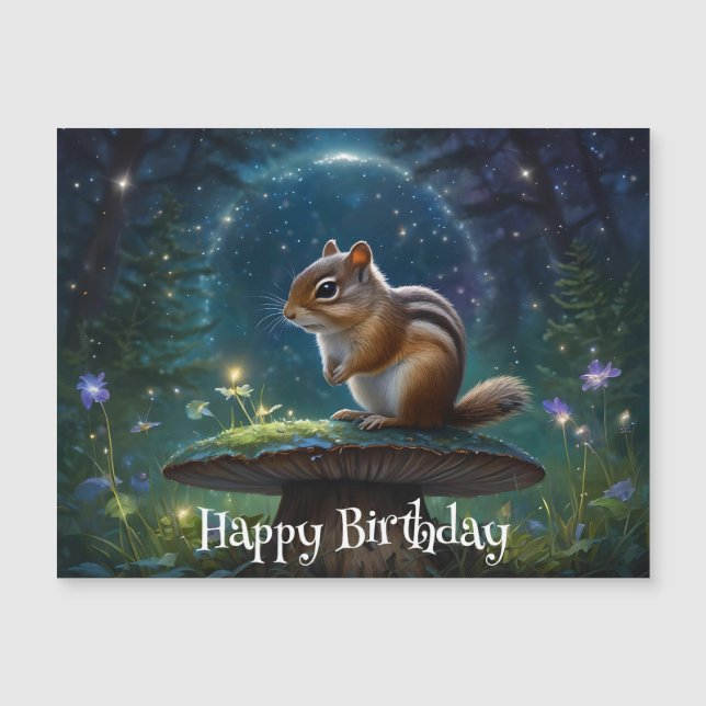 Cute Chipmunk på Mushroom i Magic Garden (Framsida)