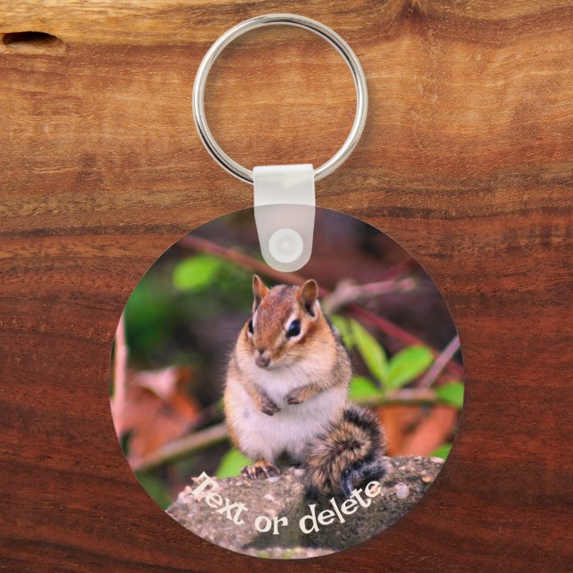 Cute Chipmunk på Sten Personlig Nyckelring (Framsida)