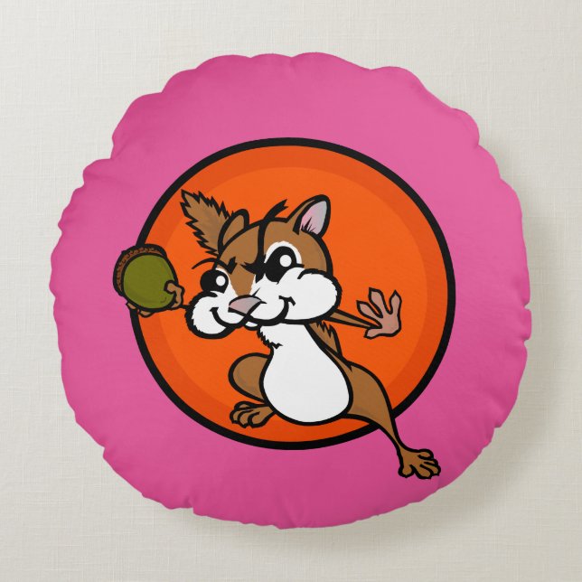 CUTE CHIPMUNK ROUND DEKORATIV KUDDE (Framsidan)