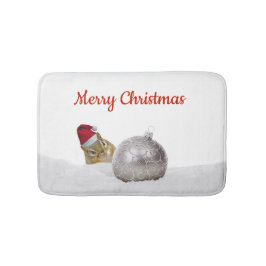 Cute Chipmunk Silver och Snö jul Helgdag Badrumsmatta