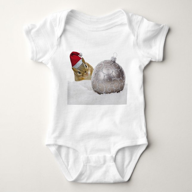 Cute Chipmunk Silver och Snö jul Helgdag T-shirt (Framsida)