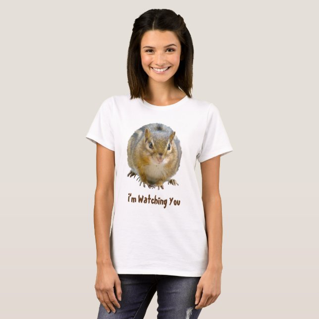 Cute Chipmunk Staring på dig Tee Shirt (Hel framsida)