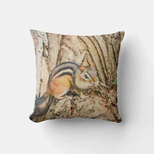 Cute Chipmunk Wildlife Animals Natur Exdoor Pill Kudde (Framsida)