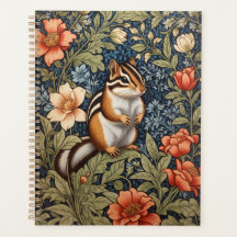 Cute Chipmunk William Morris Inspired Blommigt