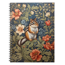 Cute Chipmunk William Morris Inspired Blommigt Anteckningsbok