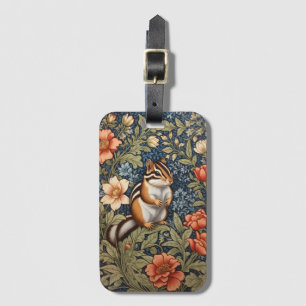 Cute Chipmunk William Morris Inspired Blommigt Bagagebricka