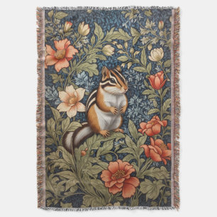 Cute Chipmunk William Morris Inspired Blommigt Filt