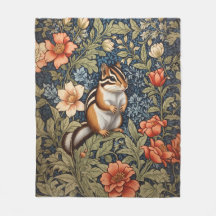 Cute Chipmunk William Morris Inspired Blommigt