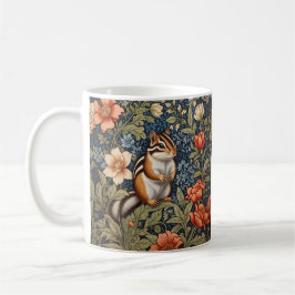 Cute Chipmunk William Morris Inspired Blommigt Kaffemugg