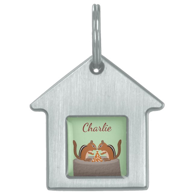 Cute Chipmunks Fall Anpassningsbar Pet Namn ID-bricka Husdjur (Framsidan)