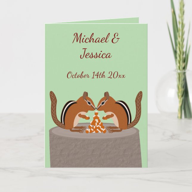 Cute Chipmunks Fall Wedding Anpassningsbar Kort (Framsida)