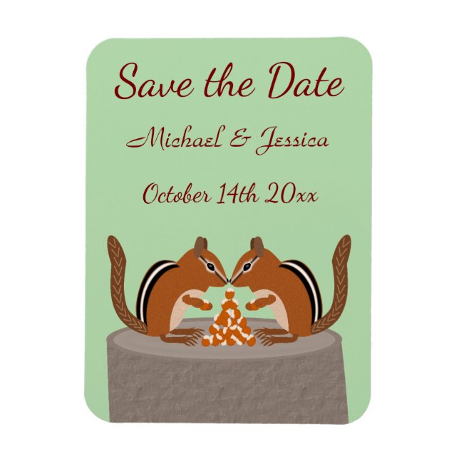 Cute Chipmunks Fall Wedding Anpassningsbar Magnet (Vertikal)
