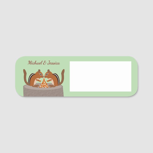 Cute Chipmunks Fall Wedding Anpassningsbar Namnbricka (Framsida)