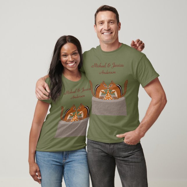 Cute Chipmunks Fall Wedding Anpassningsbar T Shirt (Unisex)