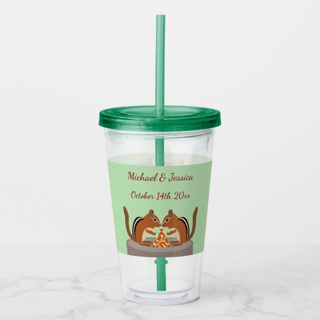 Cute Chipmunks Fall Wedding Anpassningsbar Take Away Mugg (Framsida)