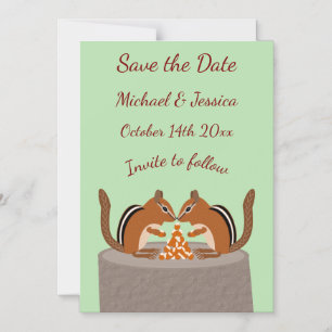 Cute Chipmunks Fall Wedding Spara datum Magnetisk Inbjudningskort