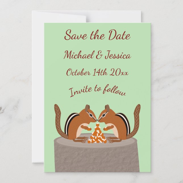 Cute Chipmunks Fall Wedding Spara datum Magnetisk Inbjudningskort (Framsida)