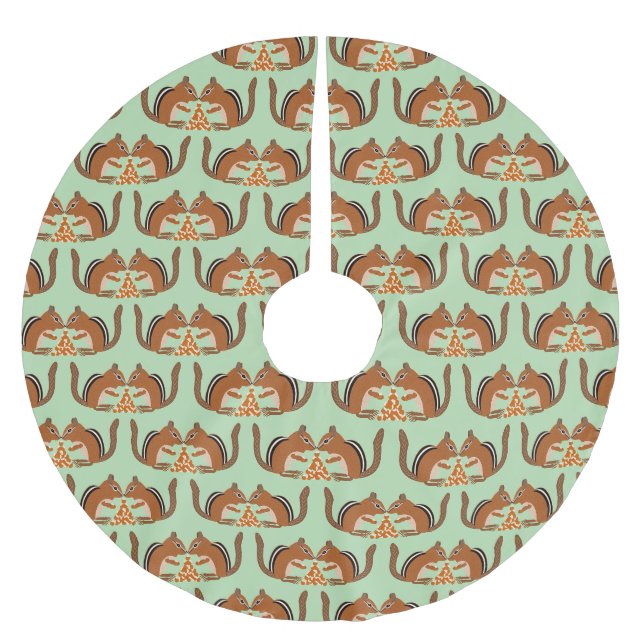 Cute Chipmunks faller under vårt bröllop Julgransmatta Borstad Polyester (Framsidan)