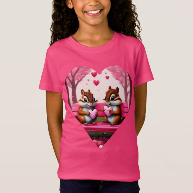 Cute chipmunks och candy hearks t shirt (Framsida)