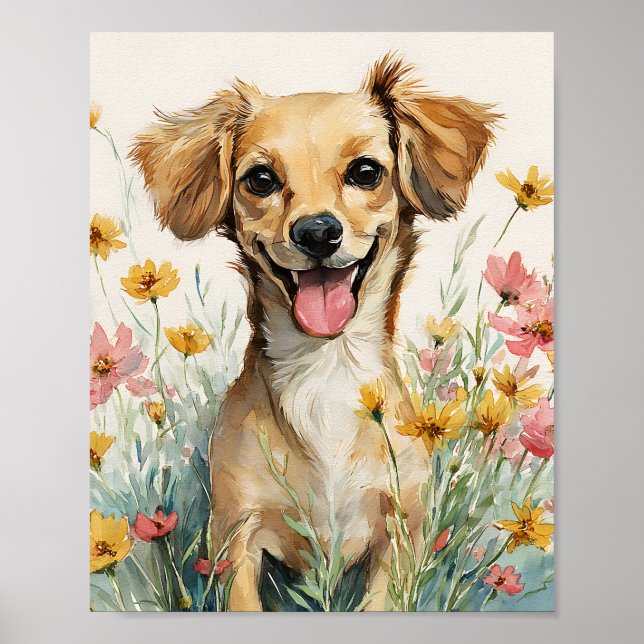 Cute Chiweenie Watercolor Art - Lycklig Dachshund  Poster (Framsidan)