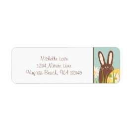 Cute Chocolate Bunny och Påskägg Adress Returadress Etikett