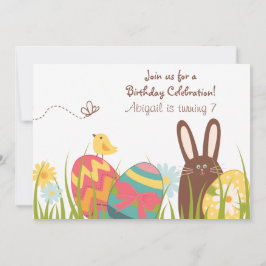 Cute Chocolate Bunny och Påskägg Birthday Inbjudningar