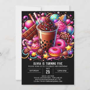Cute Chocolate Candyland Digital Birthday Inbjudningar