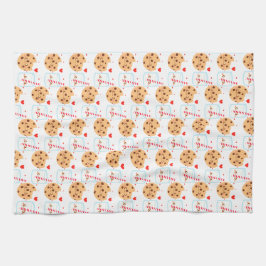 Cute Chocolate Chip Cookie and Glass of Mjölk Kökshandduk