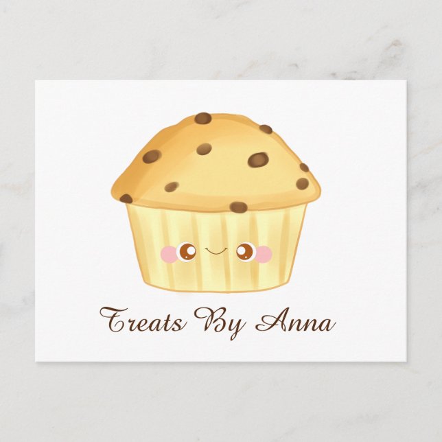 Cute Chocolate Chip Muffin Vykort (Framsida)