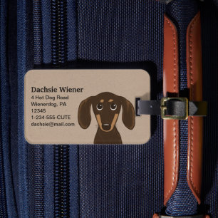 Cute Chocolate Dachshund Wiener-Hund för Tecknad Bagagebricka