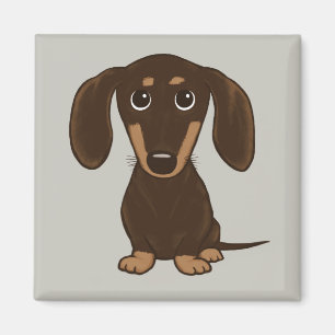 Cute Chocolate Dachshund   Wiener-Hund för Tecknad Magnet