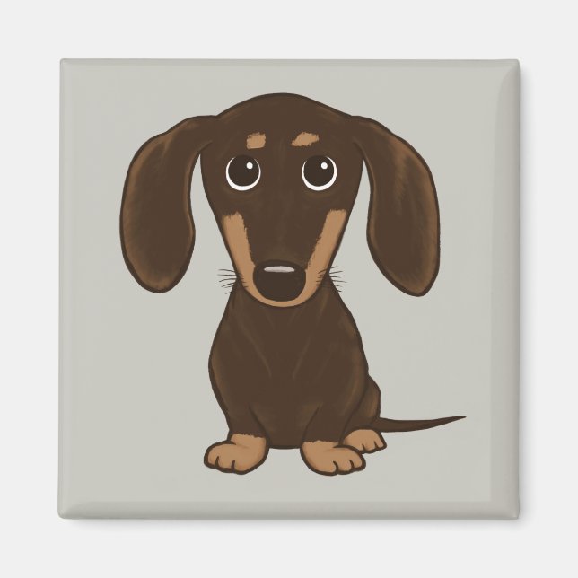 Cute Chocolate Dachshund | Wiener-Hund för Tecknad Magnet (Framsidan)