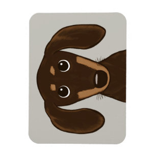 Cute Chocolate Dachshund   Wiener-Hund för Tecknad Magnet
