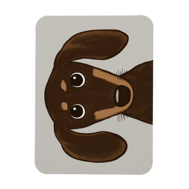 Cute Chocolate Dachshund | Wiener-Hund för Tecknad Magnet (Vertikal)