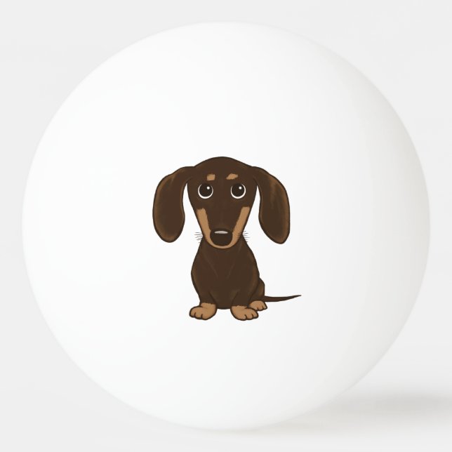 Cute Chocolate Dachshund | Wiener-Hund för Tecknad Pingisboll (Framsidan)